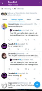 aco Bell’s responses on Social Media