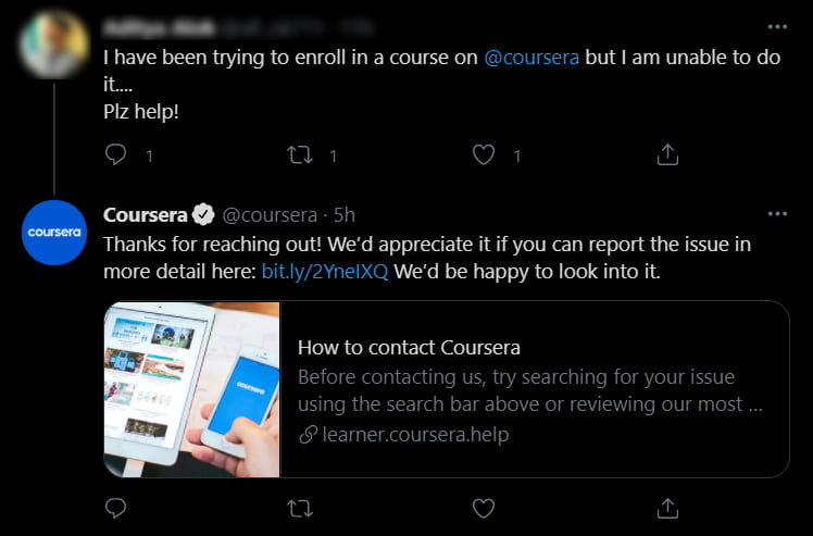 Coursera Social Media Care Example