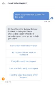 Swiggy Chatbot Best UX Practices