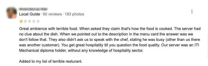 Negative Customer Review On Google