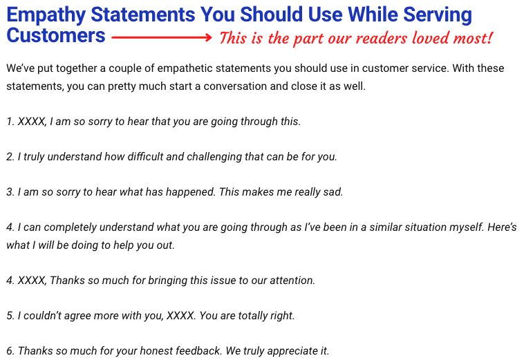 Empathy Statements for Customer Service