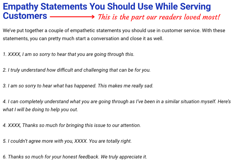 paraphrasing statements in customer service examples