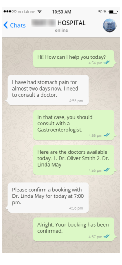 WhatsApp Healthcare Chatbot Doctor Consulting