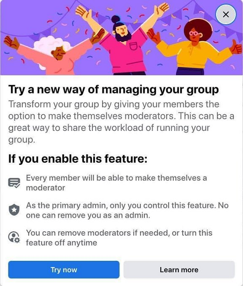 Facebook Member Moderator Feature