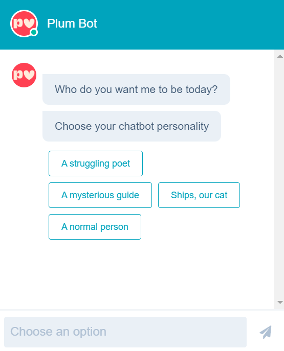 Screenshot of Plum Chatbot
